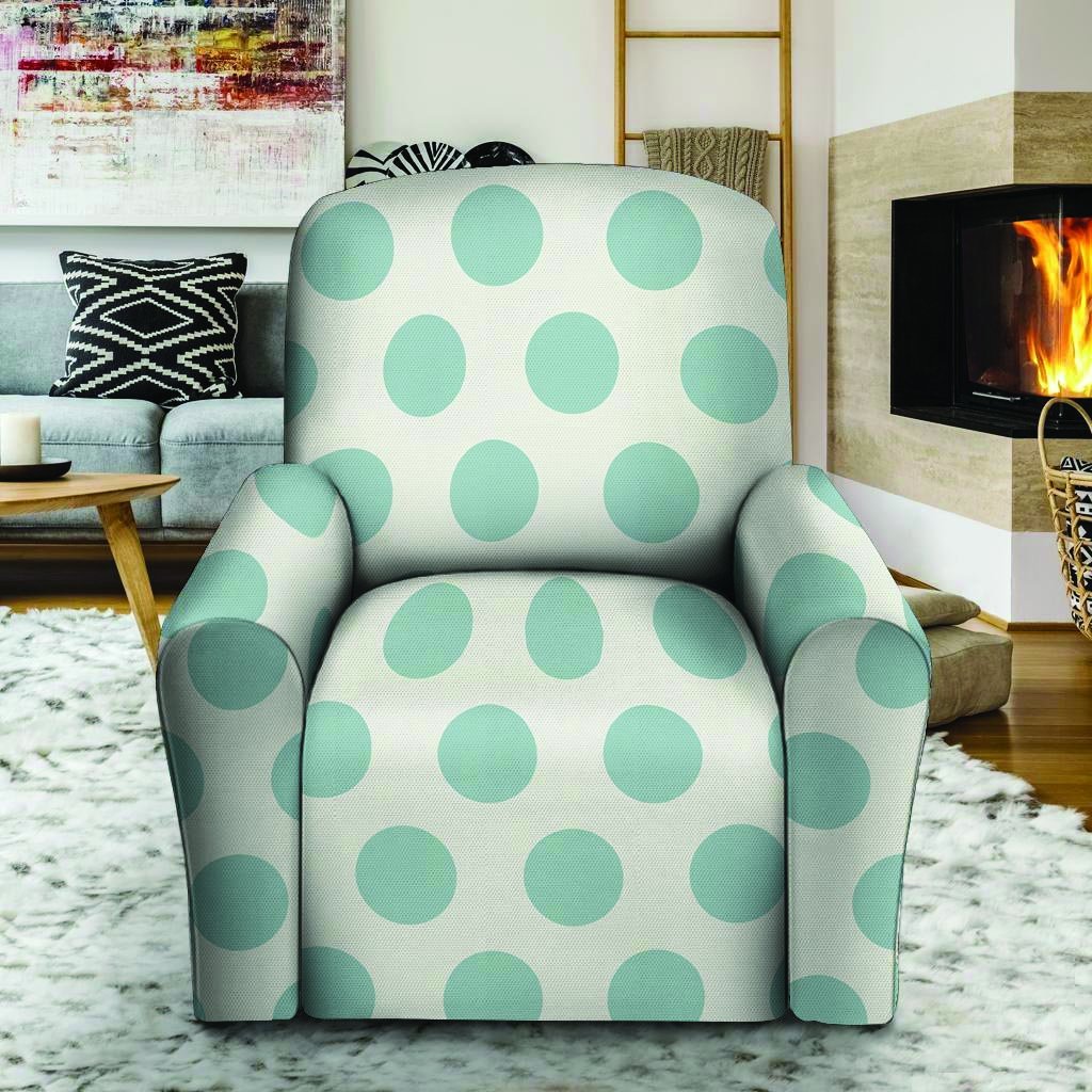 White And Turquoise Polka Dot Recliner Cover-grizzshop