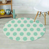 White And Turquoise Polka Dot Round Rug-grizzshop