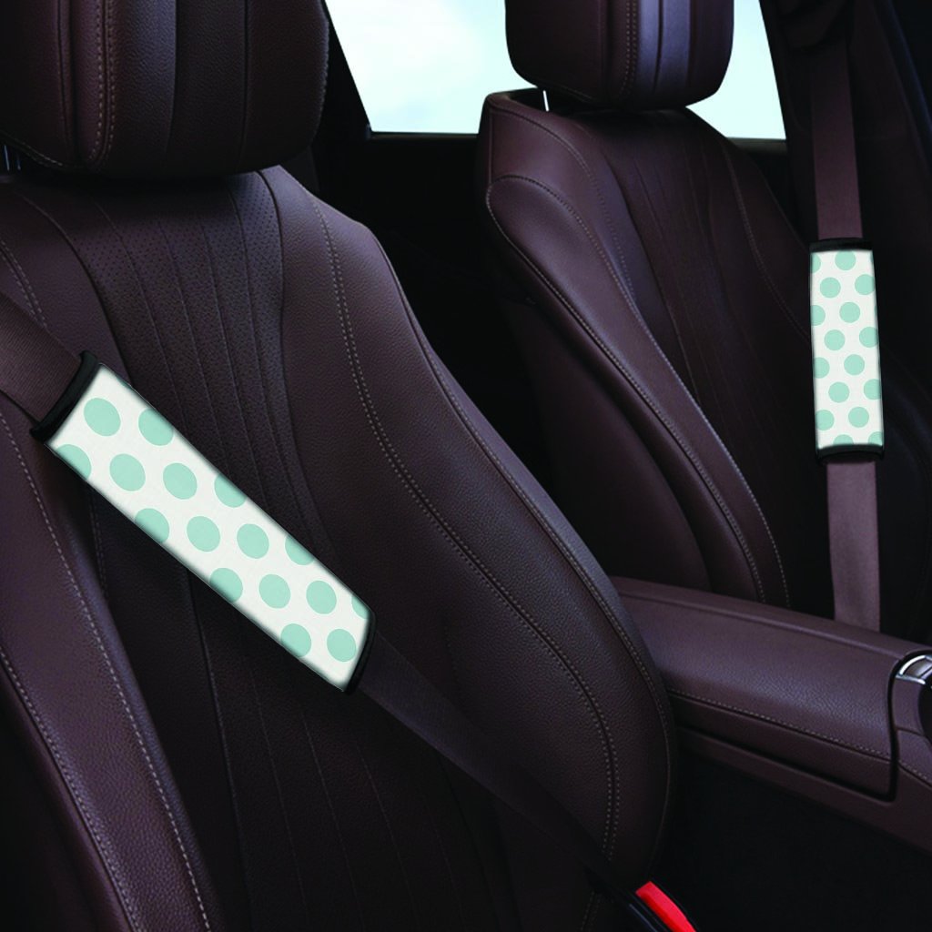 White And Turquoise Polka Dot Seat Belt Cover-grizzshop