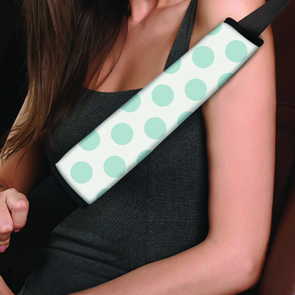 White And Turquoise Polka Dot Seat Belt Cover-grizzshop