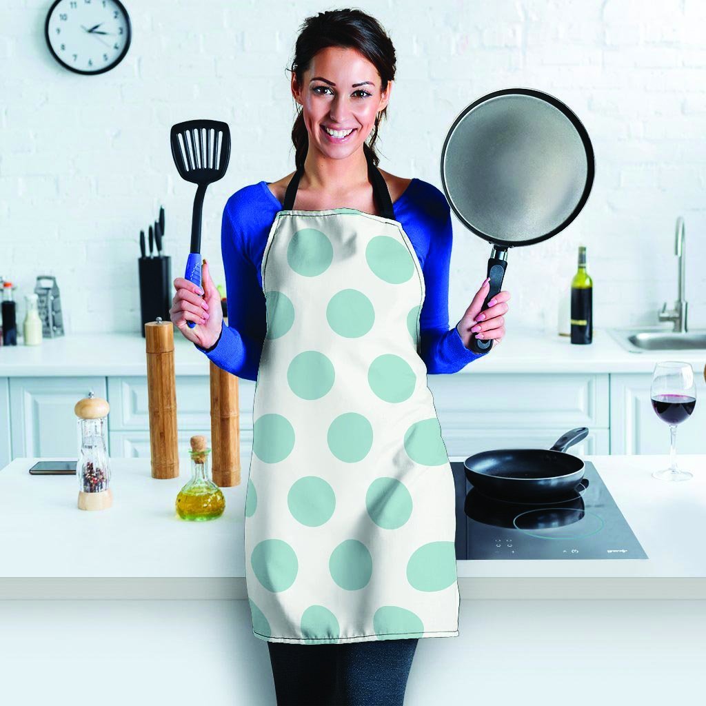 White And Turquoise Polka Dot Women's Apron-grizzshop