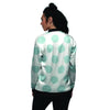 White And Turquoise Polka Dot Women's Bomber Jacket-grizzshop