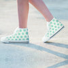 White And Turquoise Polka Dot Women's High Top Shoes-grizzshop