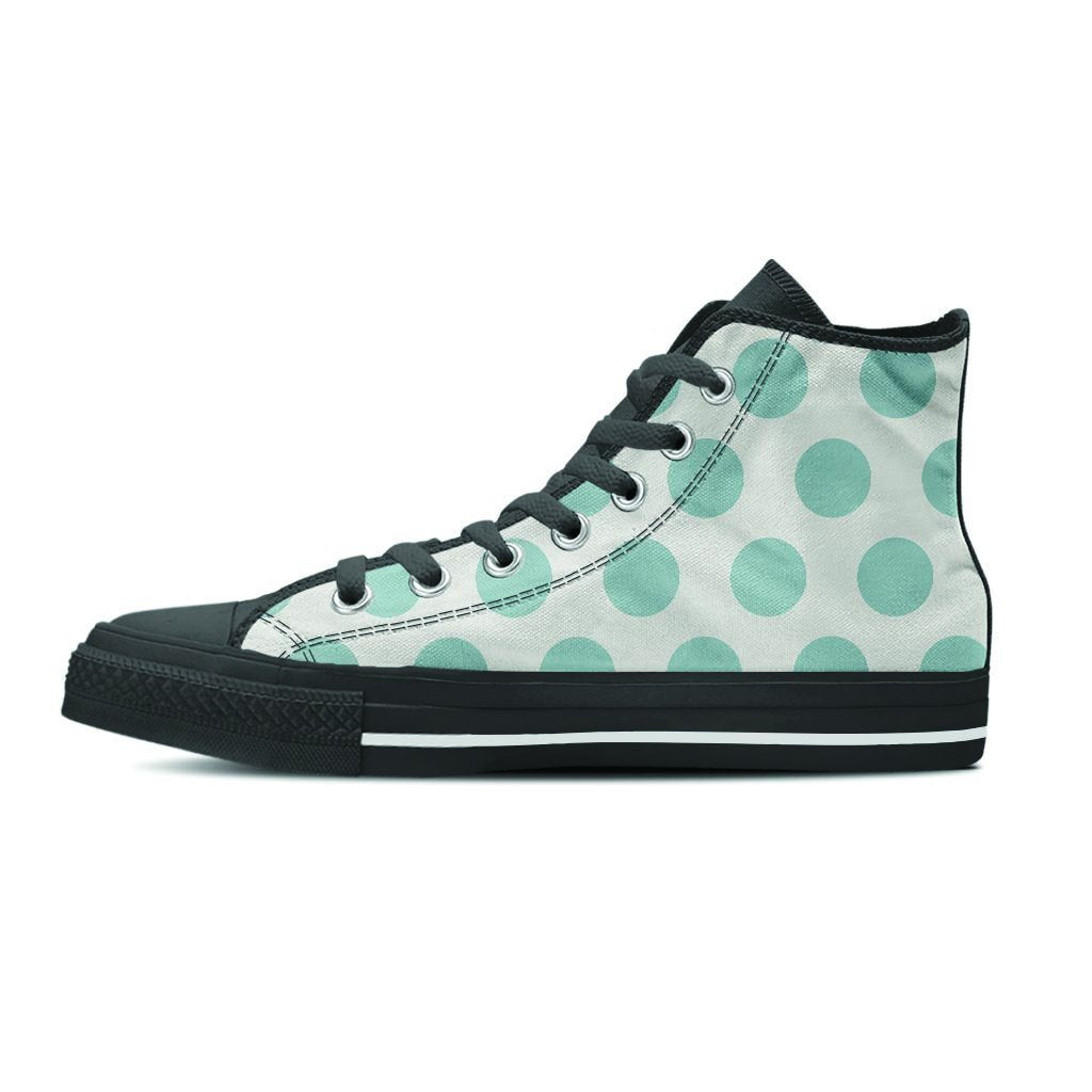 White And Turquoise Polka Dot Women's High Top Shoes-grizzshop