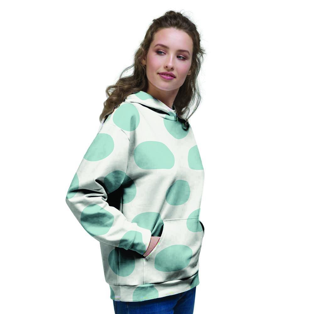 White And Turquoise Polka Dot Women's Hoodie-grizzshop