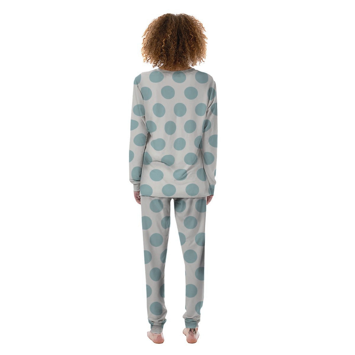 White And Turquoise Polka Dot Women's Pajamas-grizzshop