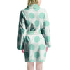 White And Turquoise Polka Dot Women's Robe-grizzshop