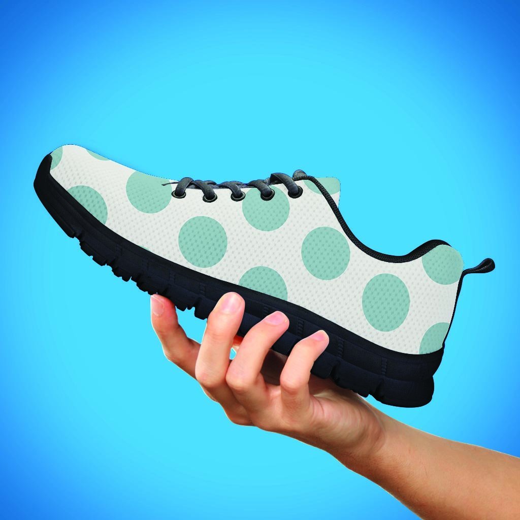 White And Turquoise Polka Dot Women's Sneakers-grizzshop