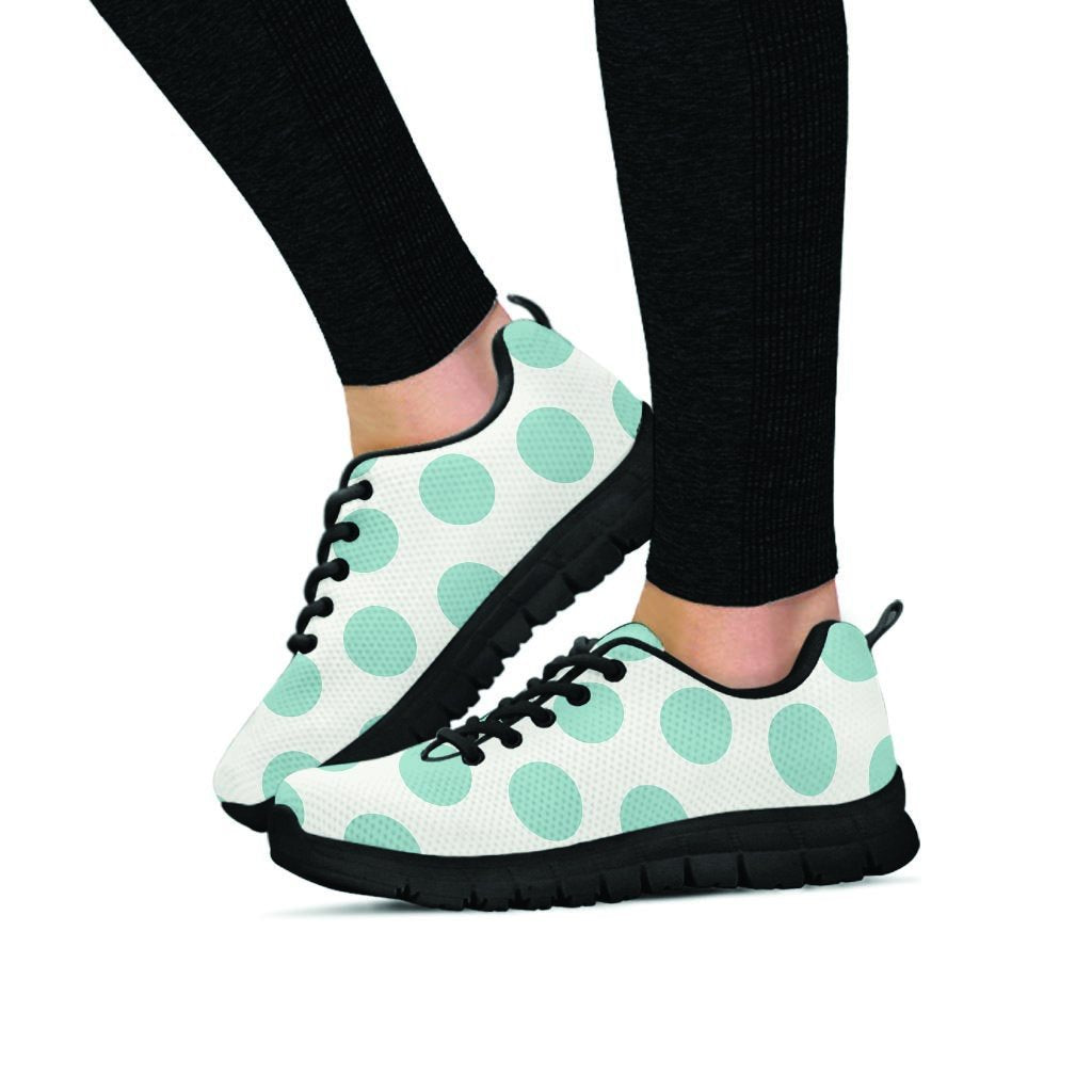 White And Turquoise Polka Dot Women's Sneakers-grizzshop