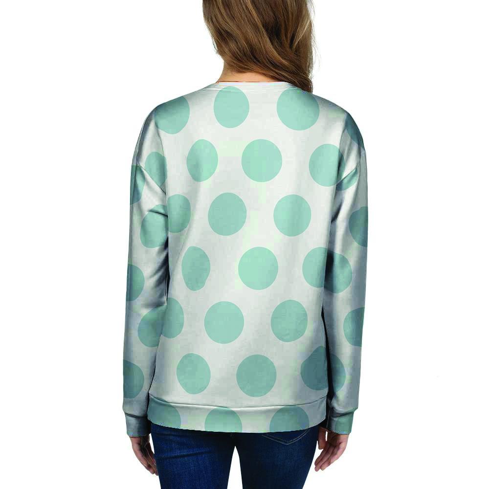 White And Turquoise Polka Dot Women's Sweatshirt-grizzshop