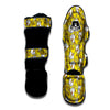 White And Yellow Duck Rubber Print Pattern Muay Thai Shin Guards-grizzshop