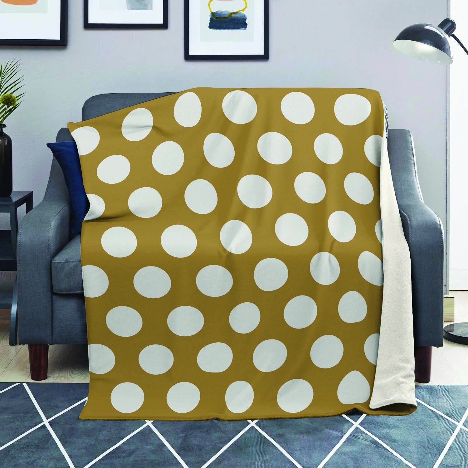 White And Yellow Polka Dot Blanket-grizzshop