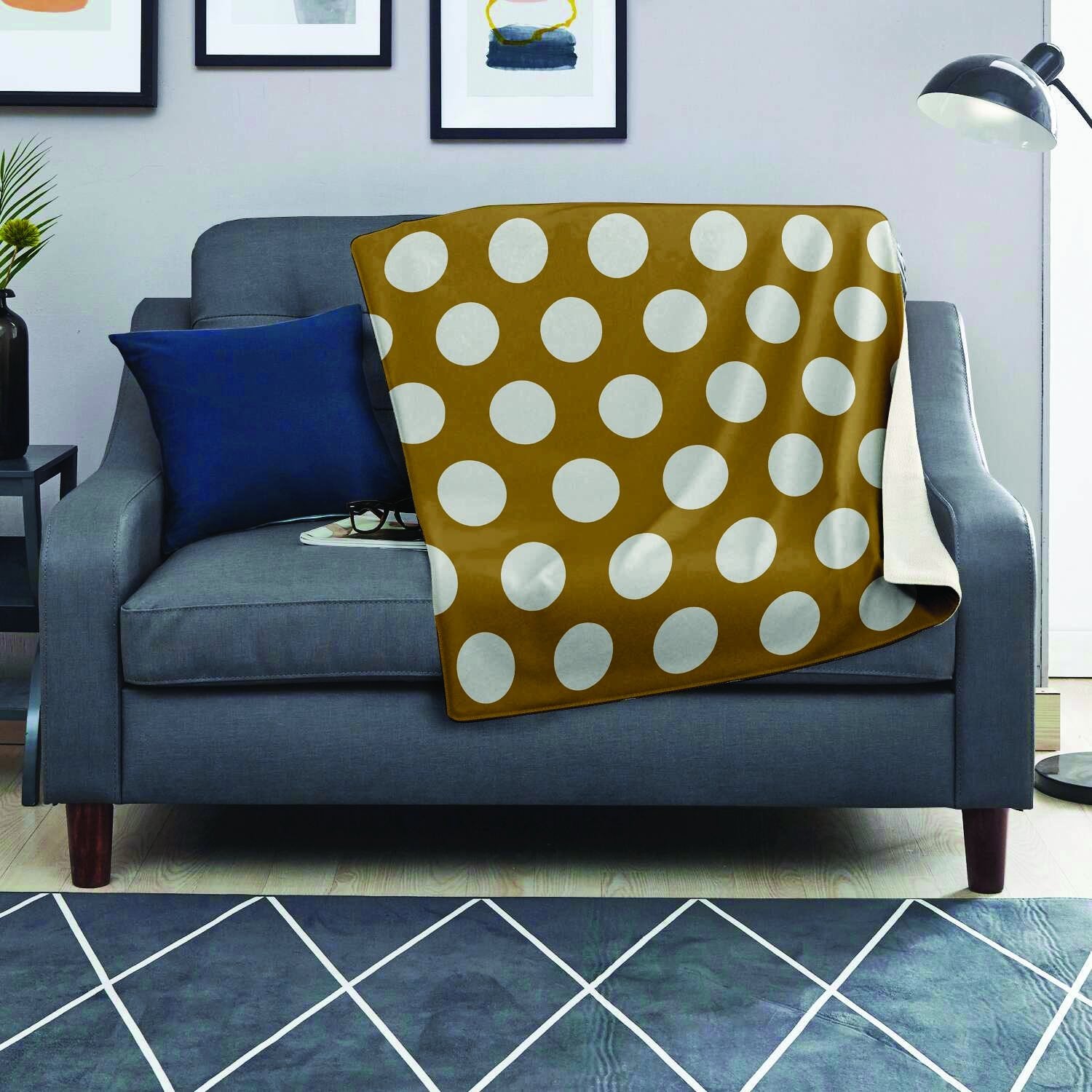 White And Yellow Polka Dot Blanket-grizzshop