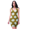 White And Yellow Polka Dot Bodycon Dress-grizzshop