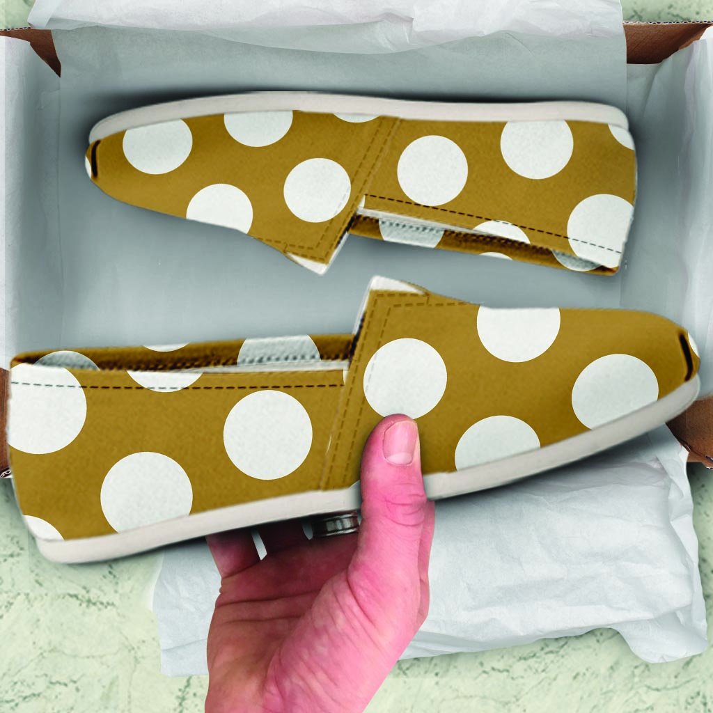 White And Yellow Polka Dot Canvas Shoes-grizzshop