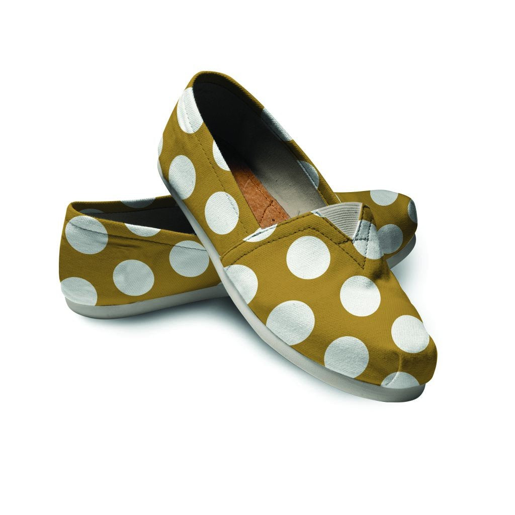 White And Yellow Polka Dot Canvas Shoes-grizzshop