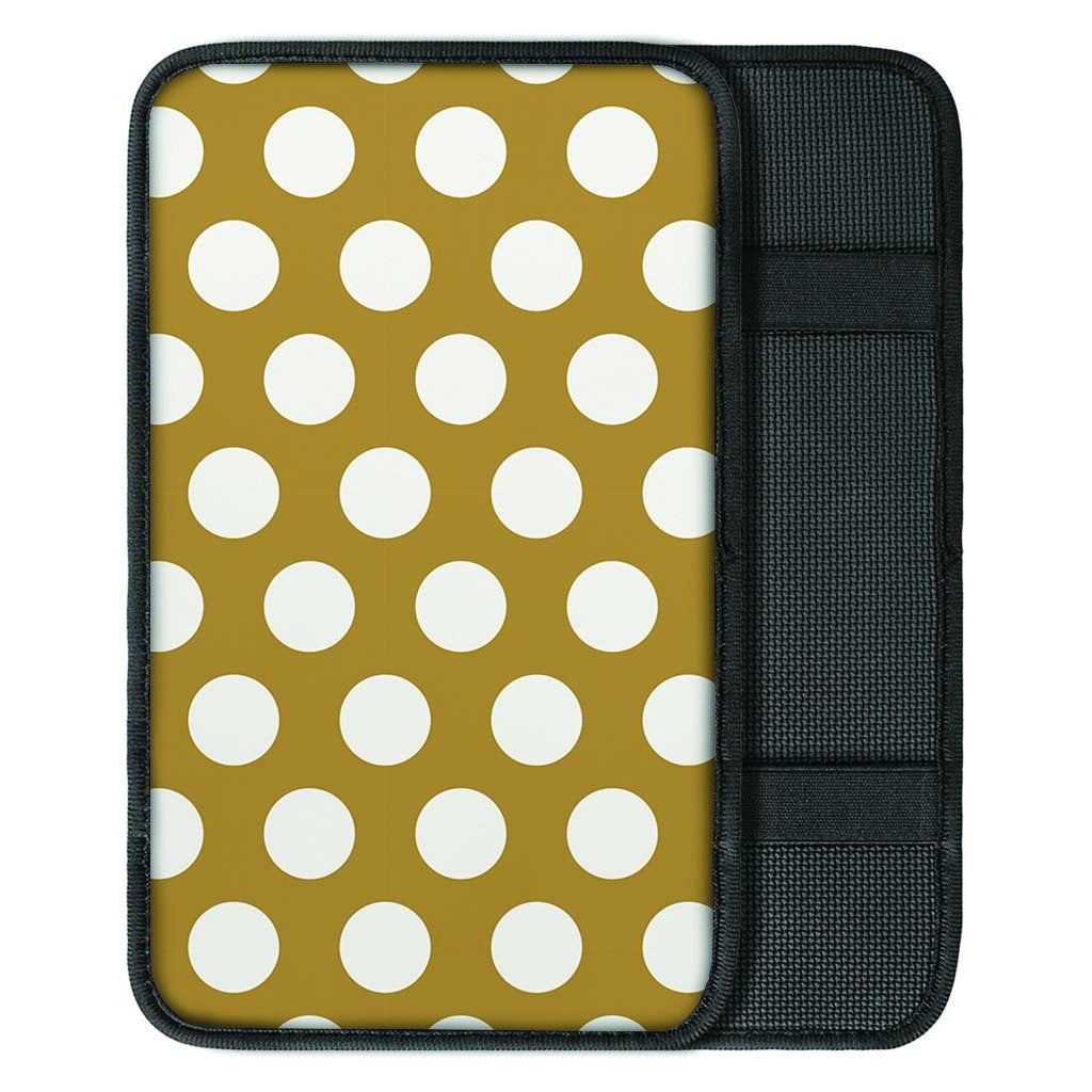 White And Yellow Polka Dot Car Console Cover-grizzshop