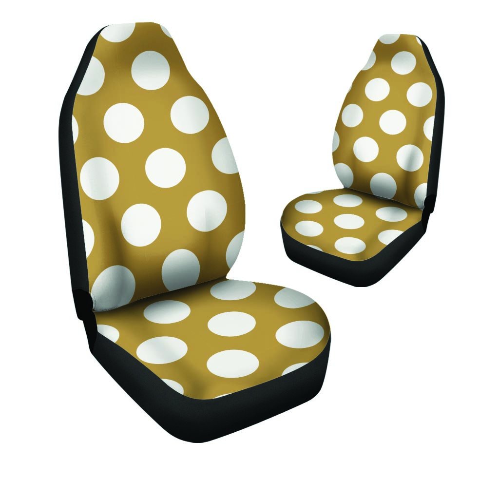 White And Yellow Polka Dot Car Seat Covers-grizzshop