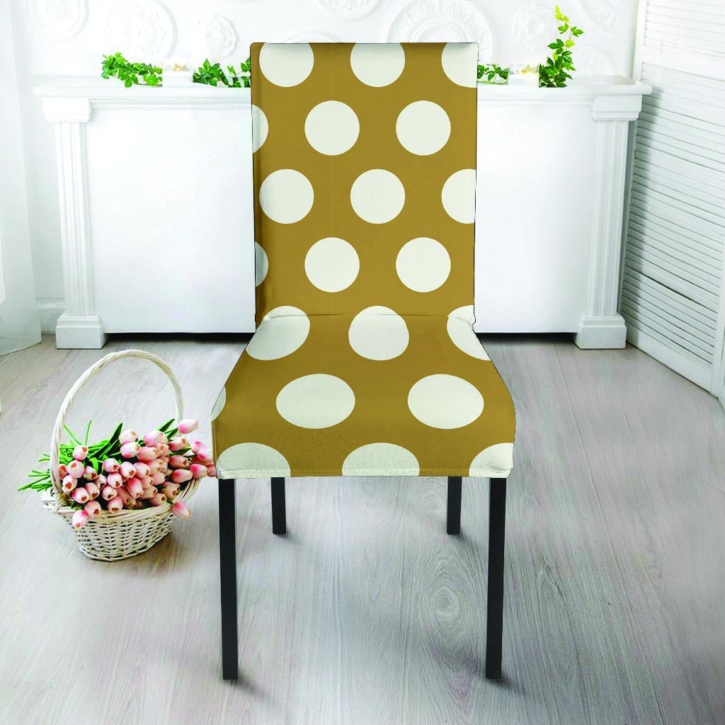 White And Yellow Polka Dot Chair Cover-grizzshop