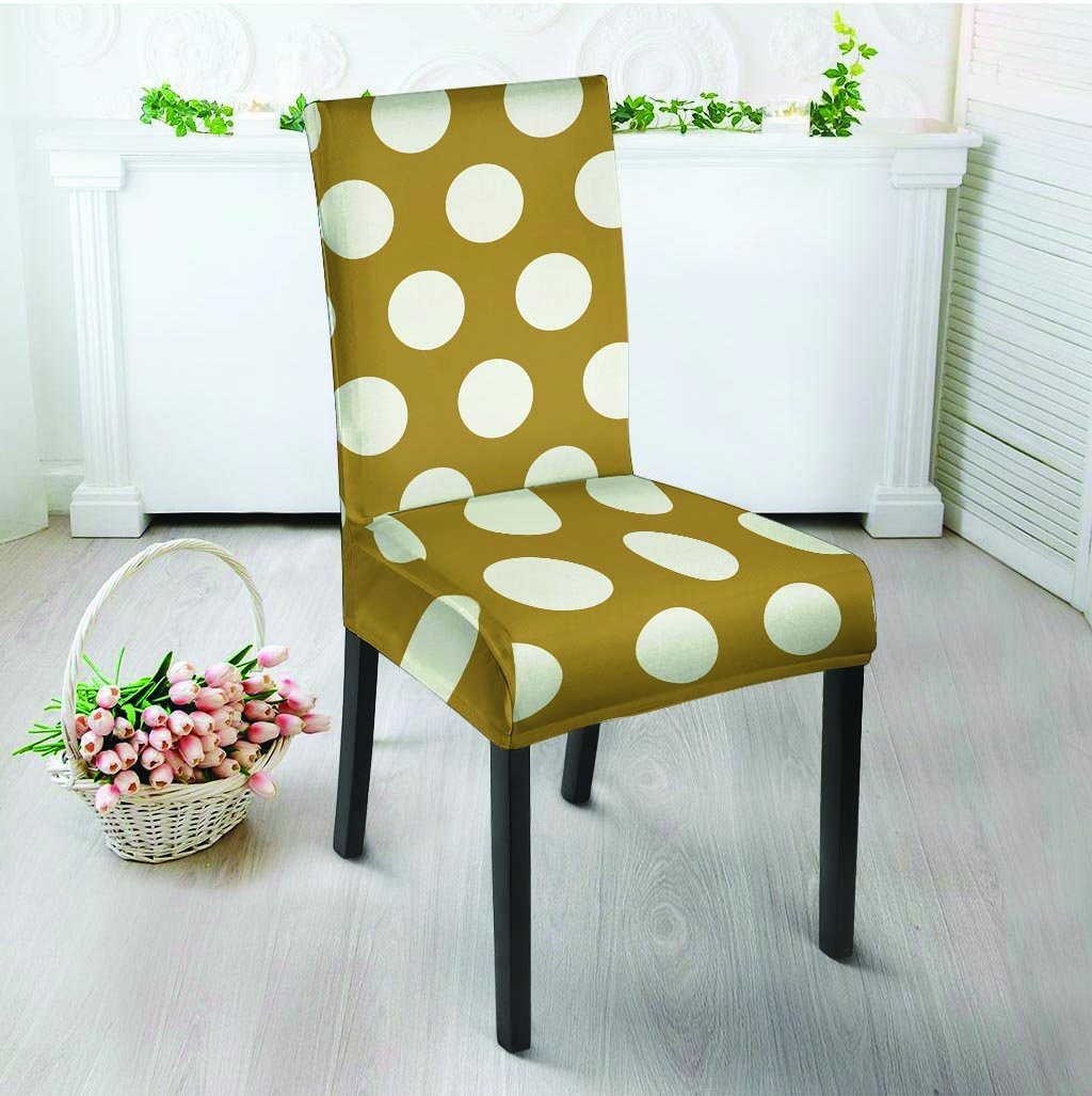 White And Yellow Polka Dot Chair Cover-grizzshop