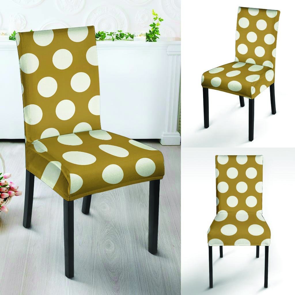 White And Yellow Polka Dot Chair Cover-grizzshop