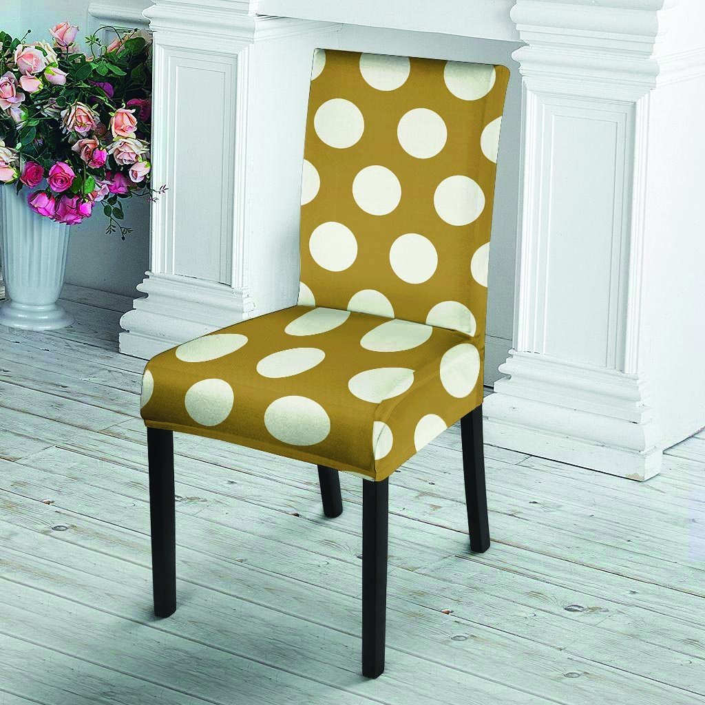 White And Yellow Polka Dot Chair Cover-grizzshop