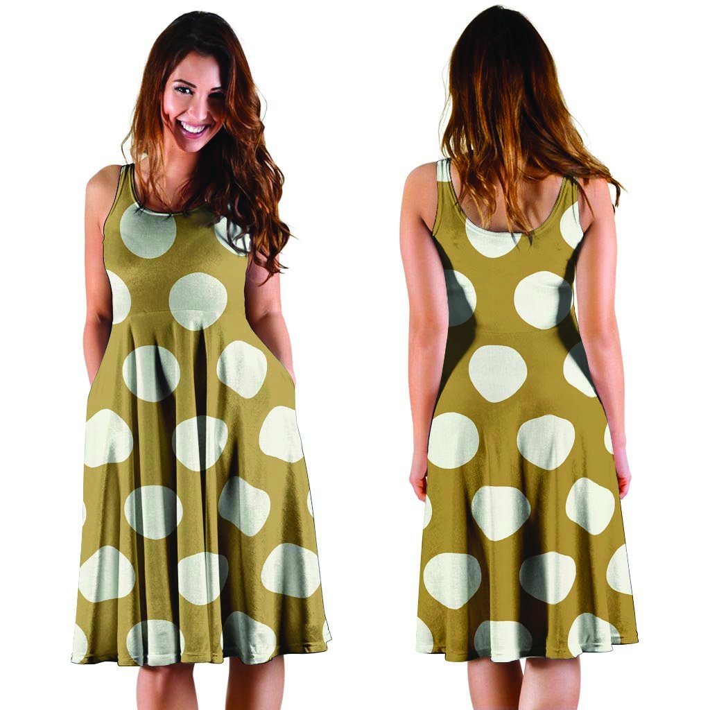 White And Yellow Polka Dot Dress-grizzshop