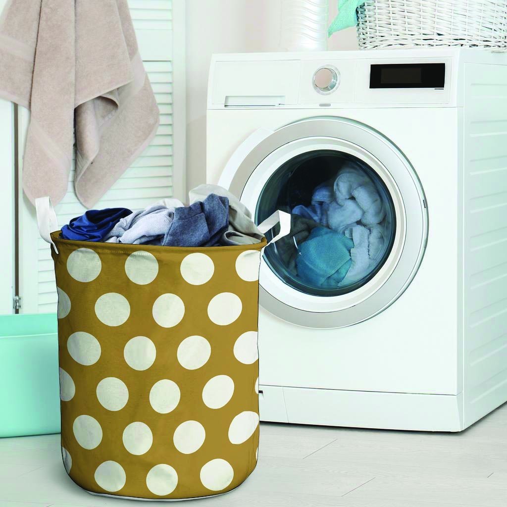 White And Yellow Polka Dot Laundry Basket-grizzshop