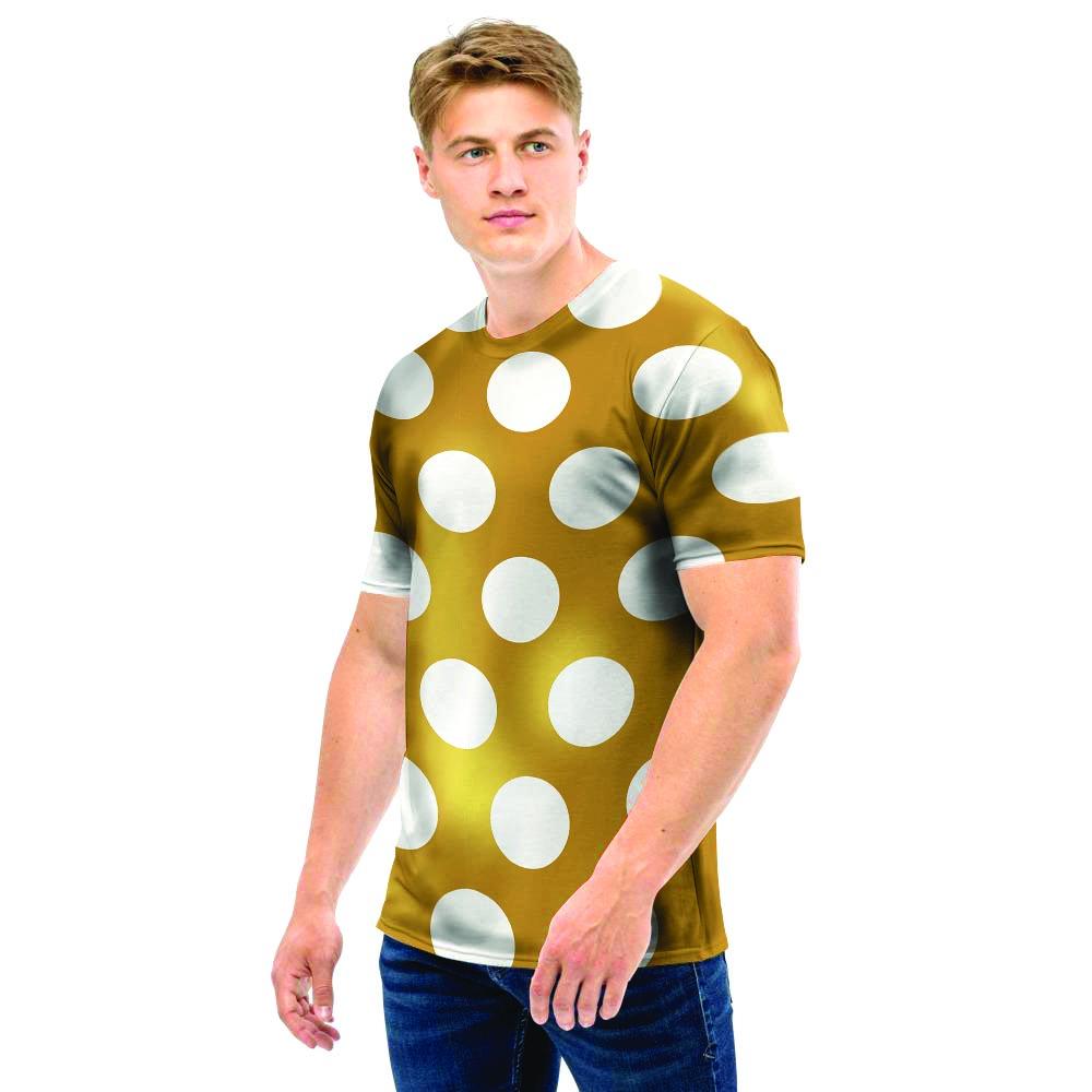 White And Yellow Polka Dot Men T Shirt-grizzshop