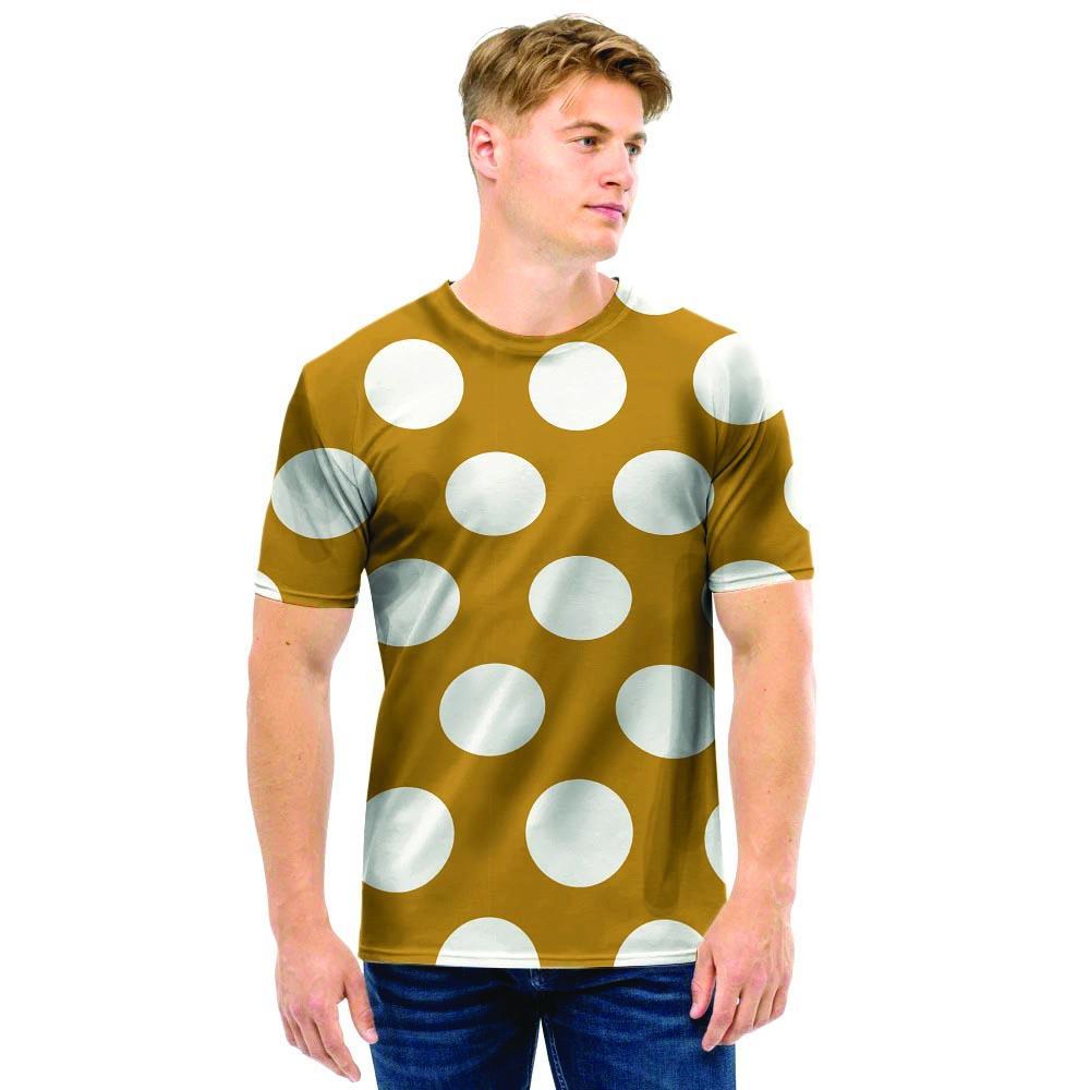 White And Yellow Polka Dot Men T Shirt-grizzshop