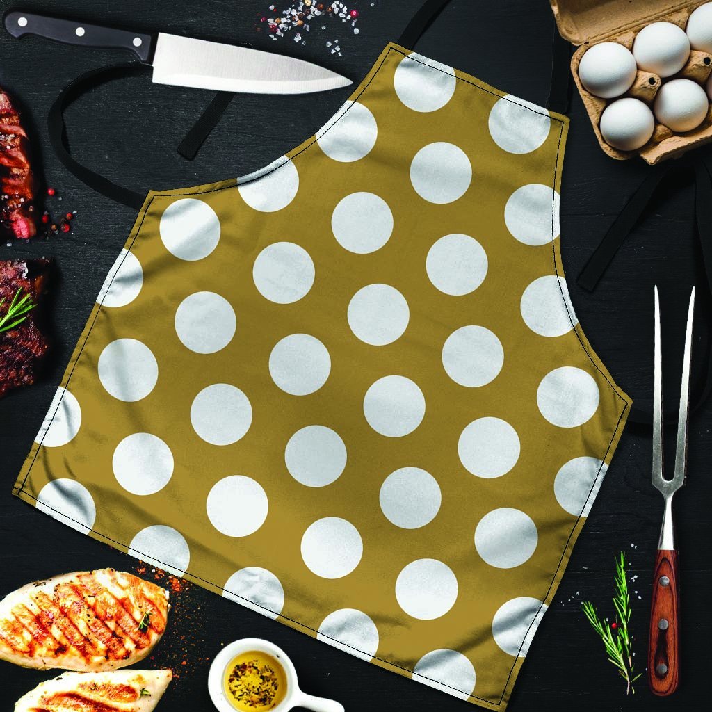 White And Yellow Polka Dot Men's Apron-grizzshop