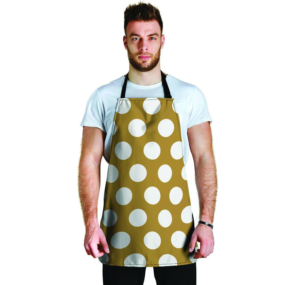 White And Yellow Polka Dot Men's Apron-grizzshop