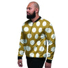 White And Yellow Polka Dot Men's Bomber Jacket-grizzshop