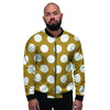 White And Yellow Polka Dot Men's Bomber Jacket-grizzshop