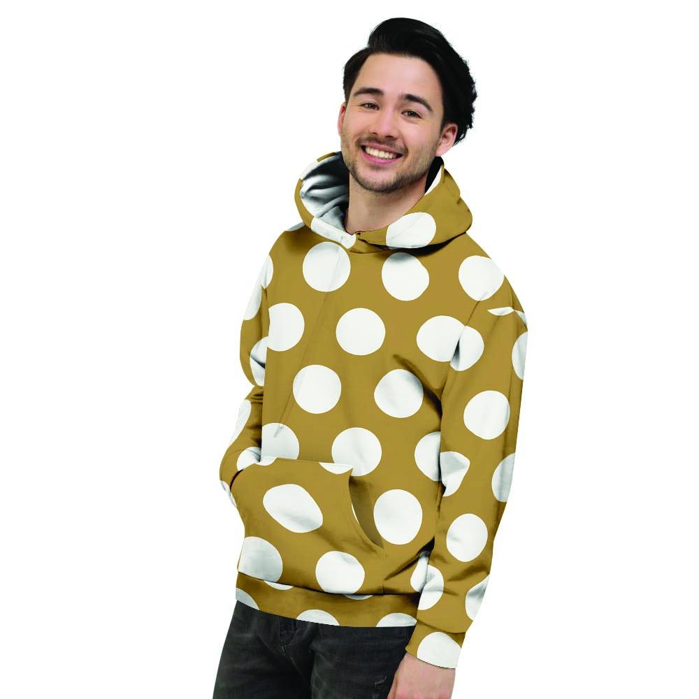 White And Yellow Polka Dot Men's Hoodie-grizzshop