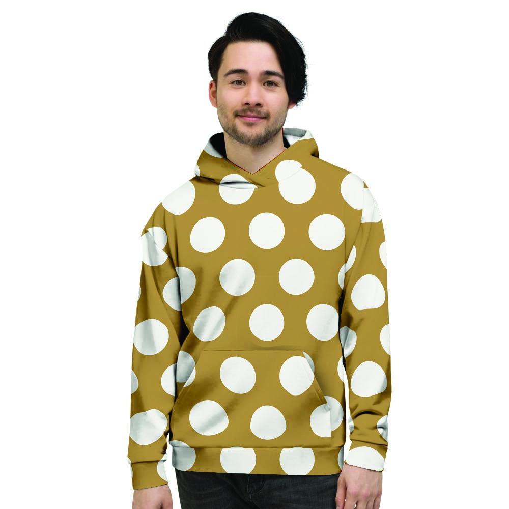White And Yellow Polka Dot Men's Hoodie-grizzshop