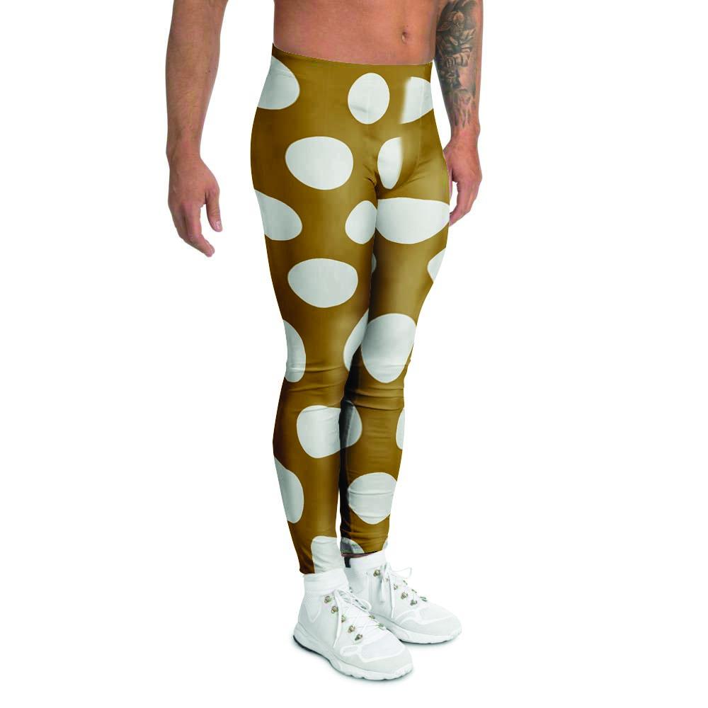 White And Yellow Polka Dot Men's Leggings-grizzshop