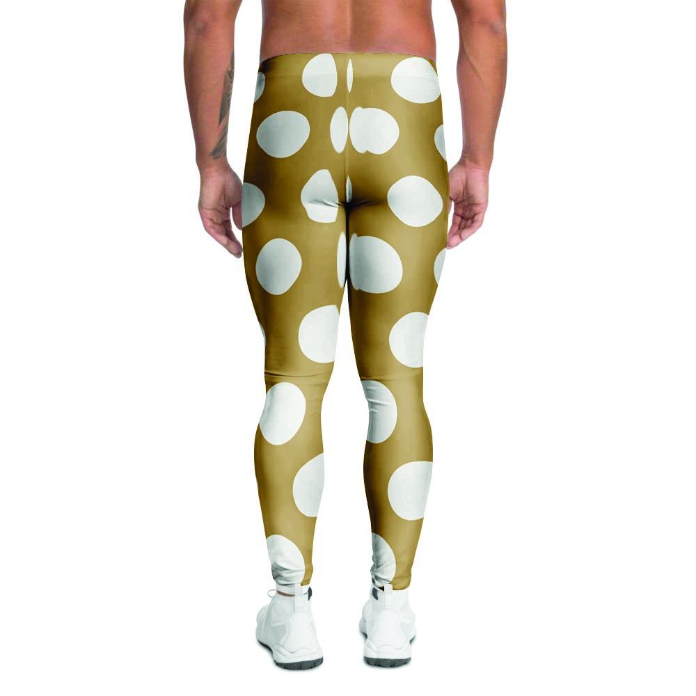 White And Yellow Polka Dot Men's Leggings-grizzshop