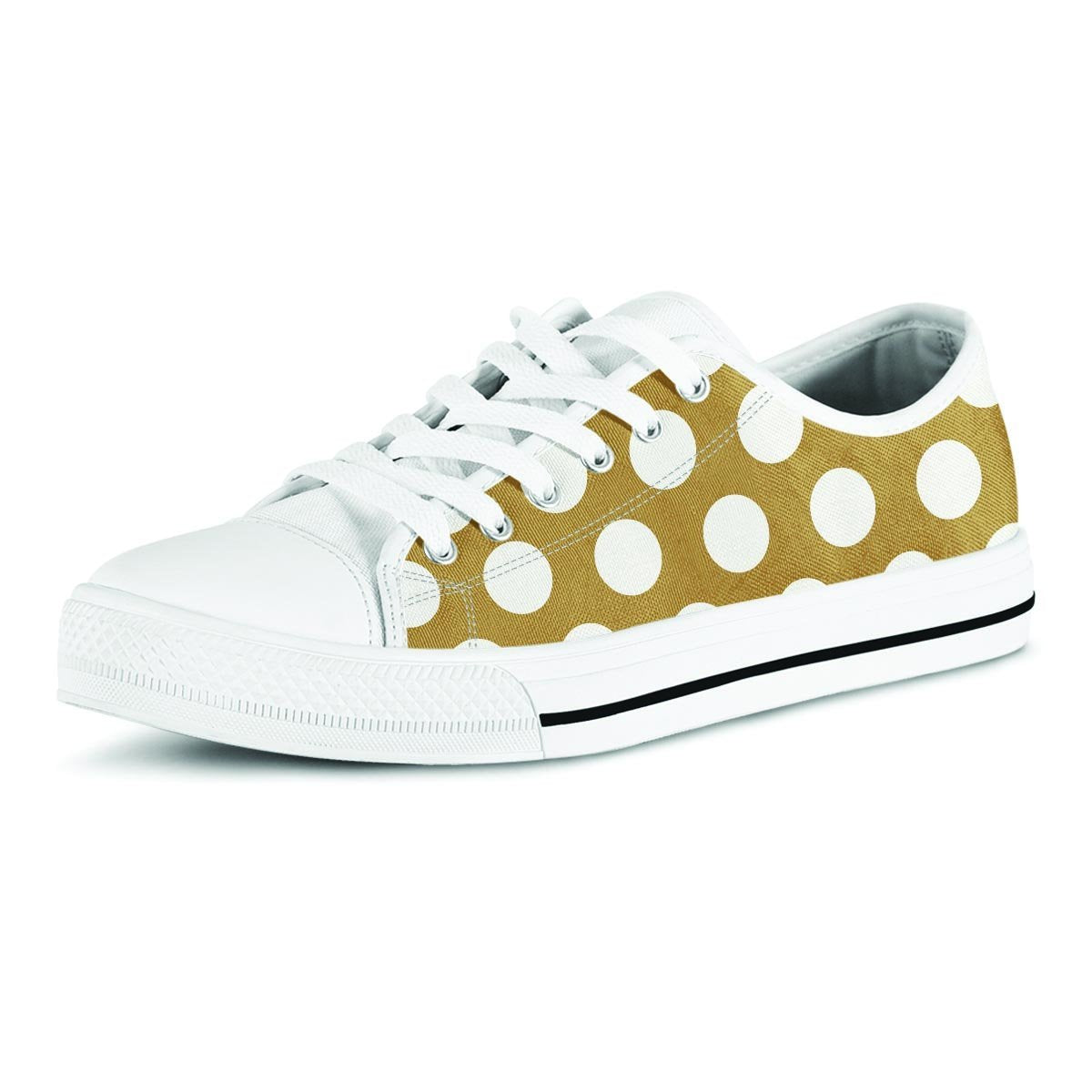 White And Yellow Polka Dot Men's Low Top Shoes-grizzshop
