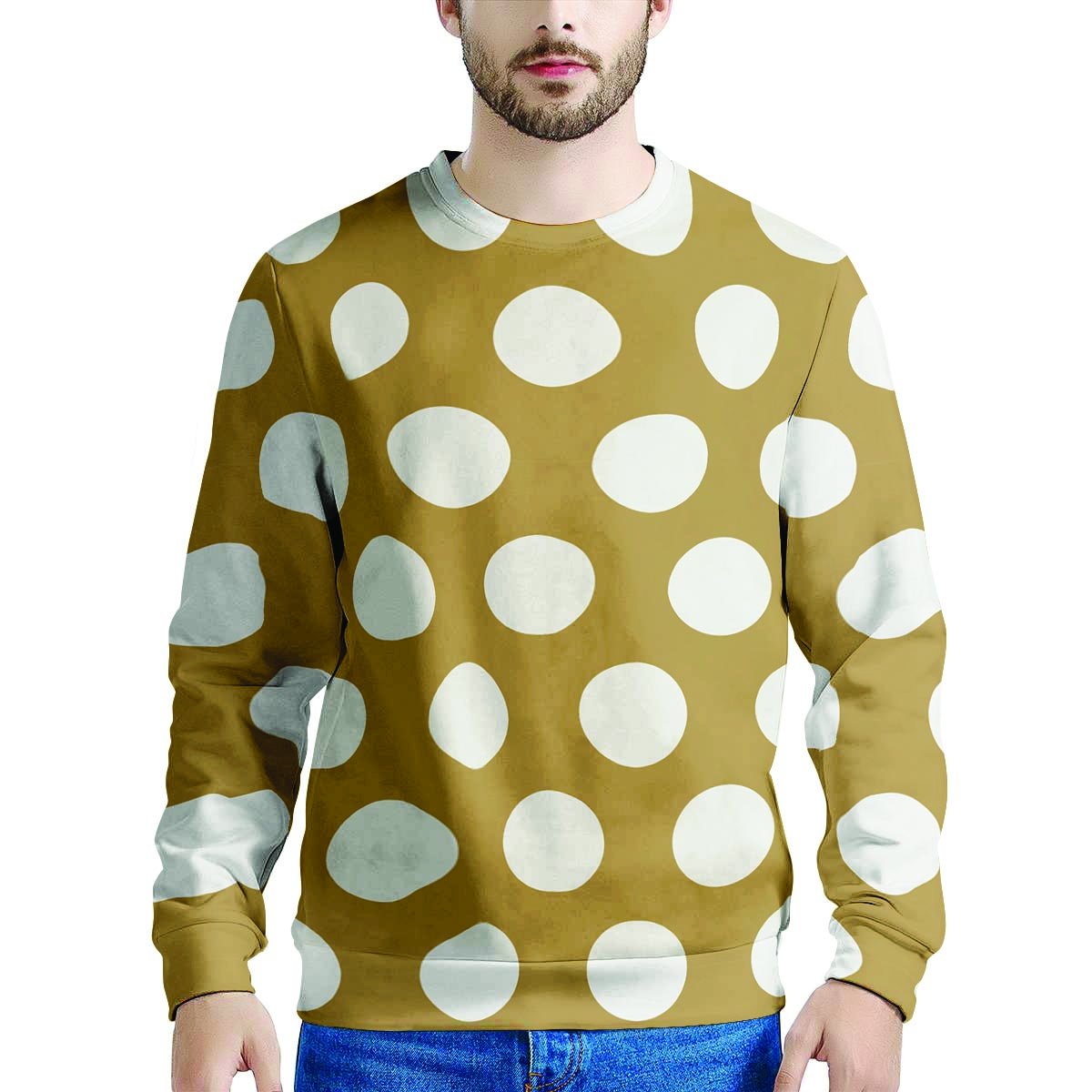 White And Yellow Polka Dot Men's Sweatshirt-grizzshop