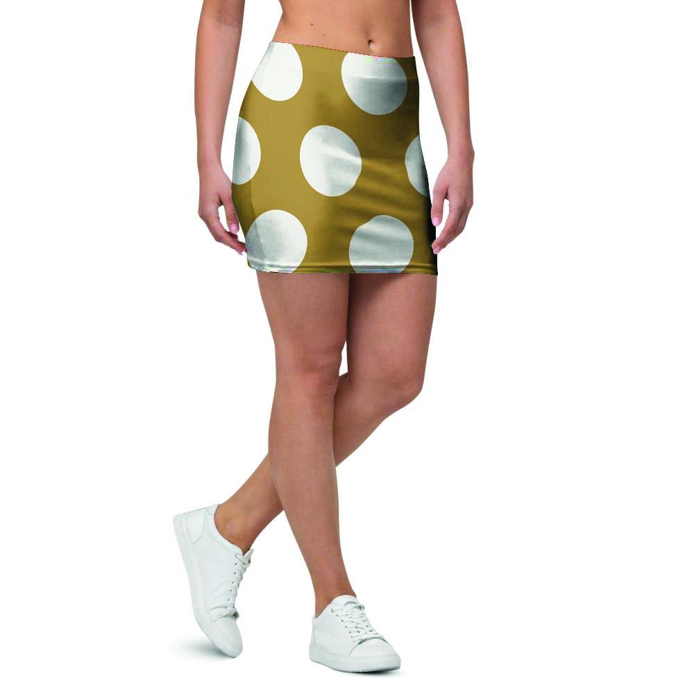 White And Yellow Polka Dot Mini Skirt-grizzshop