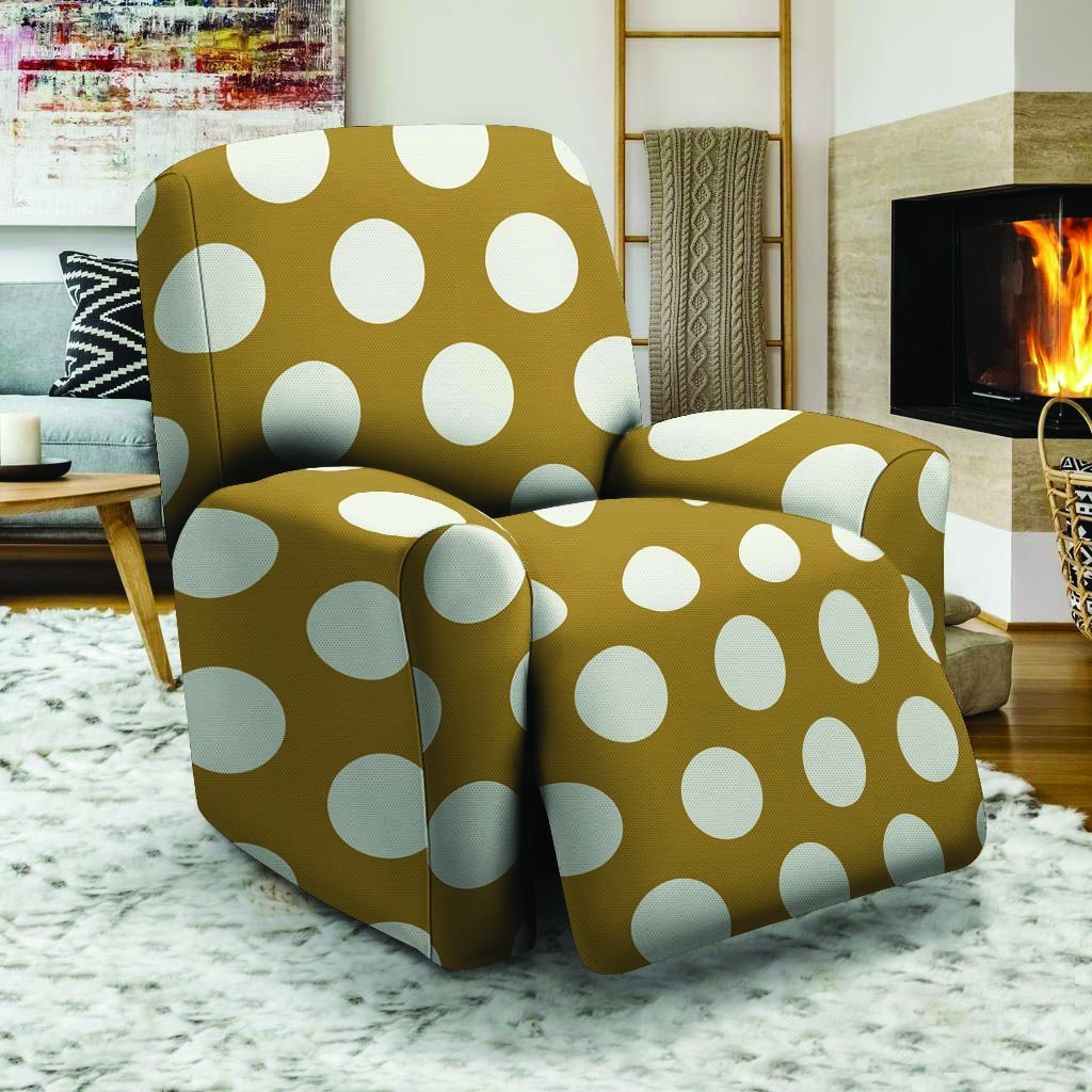 White And Yellow Polka Dot Recliner Cover-grizzshop