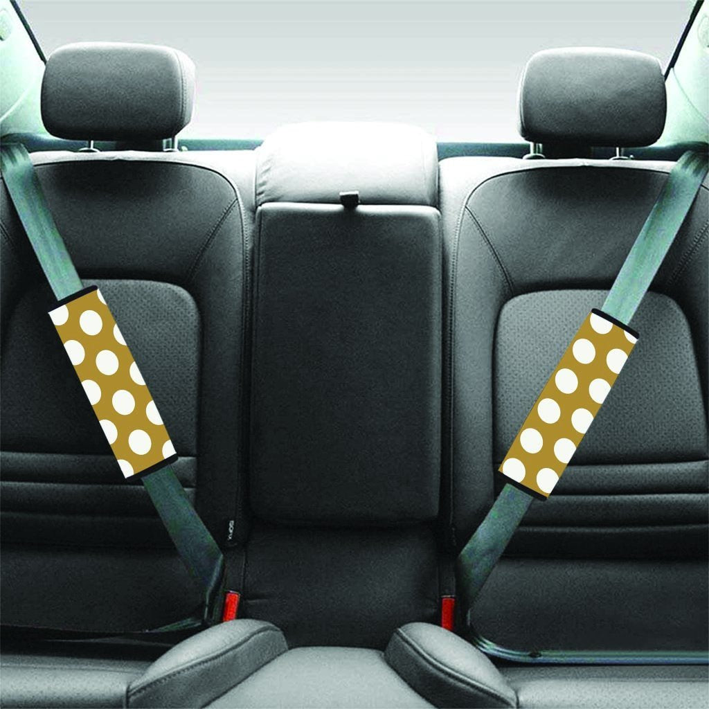 White And Yellow Polka Dot Seat Belt Cover-grizzshop