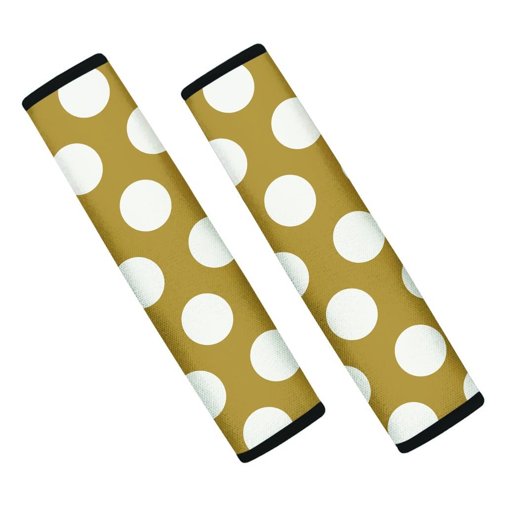 White And Yellow Polka Dot Seat Belt Cover-grizzshop