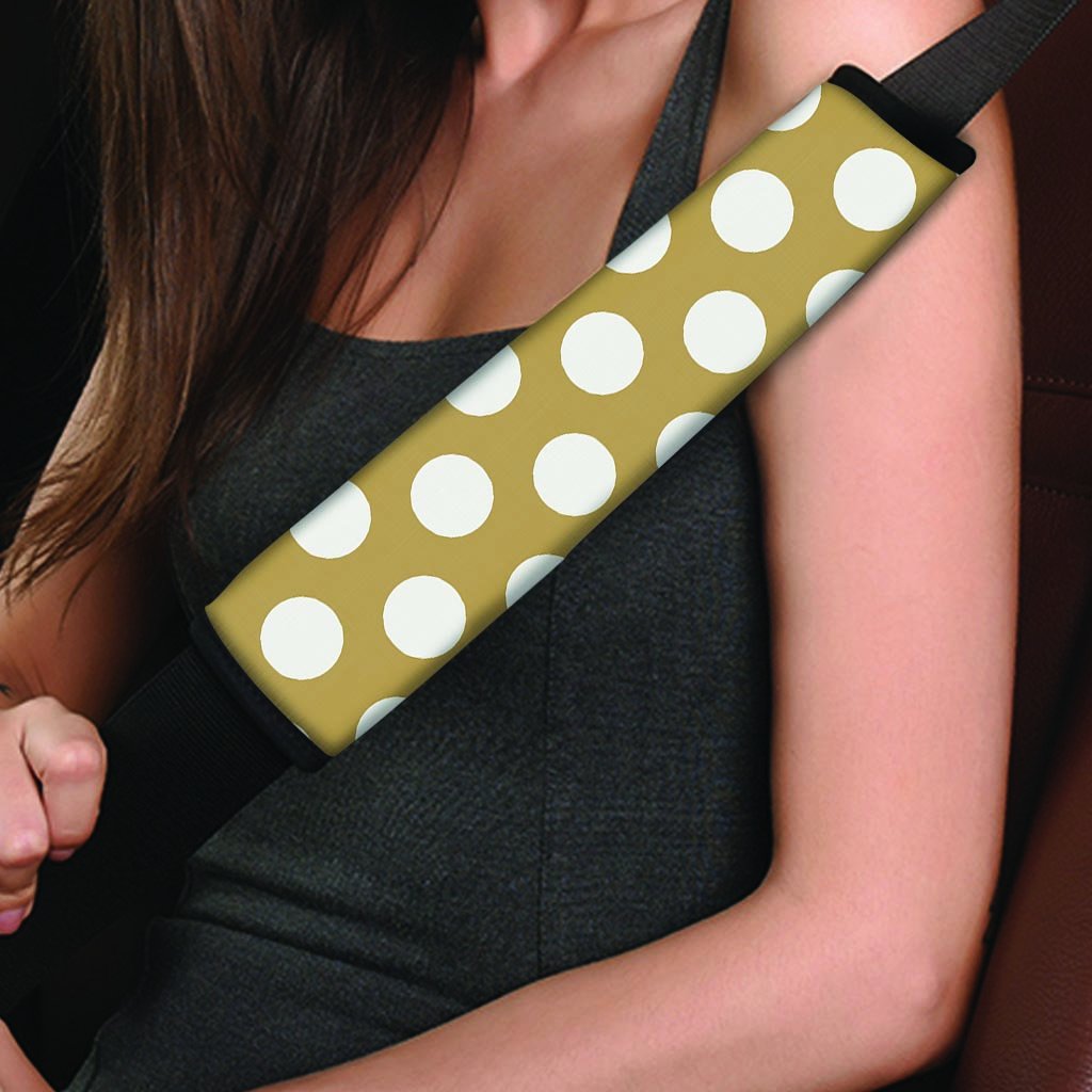 White And Yellow Polka Dot Seat Belt Cover-grizzshop