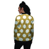 White And Yellow Polka Dot Women's Bomber Jacket-grizzshop