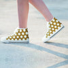 White And Yellow Polka Dot Women's High Top Shoes-grizzshop