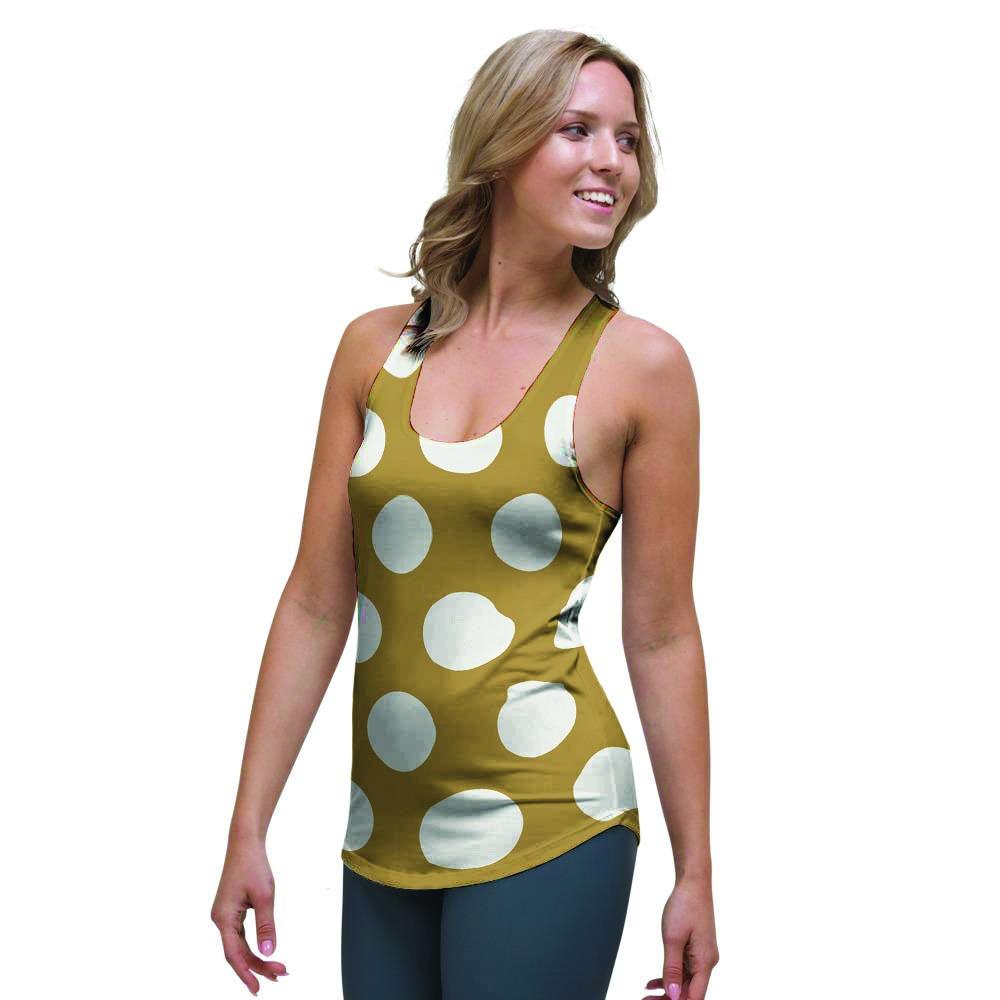 White And Yellow Polka Dot Women's Racerback Tank Top-grizzshop