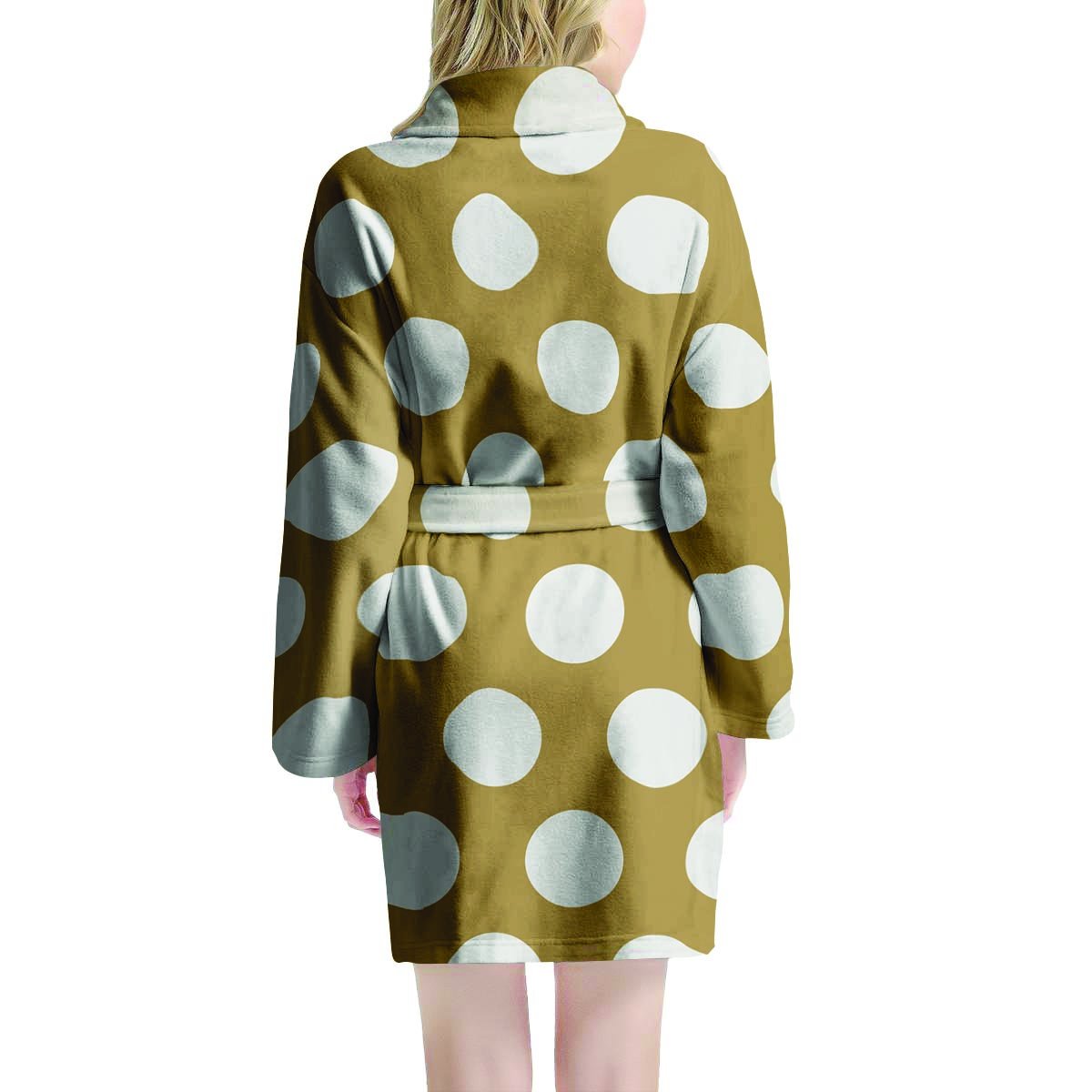 White And Yellow Polka Dot Women's Robe-grizzshop