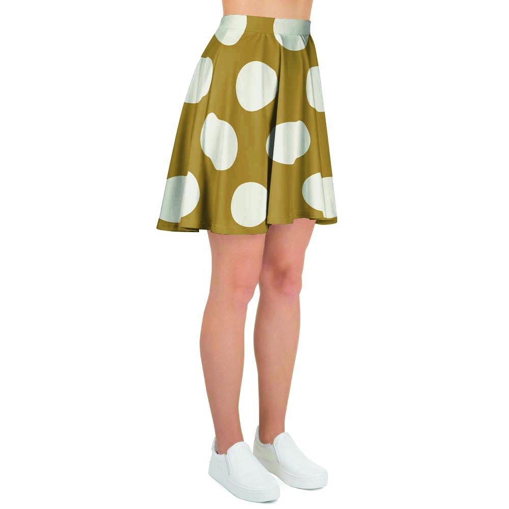 White And Yellow Polka Dot Women's Skirt-grizzshop